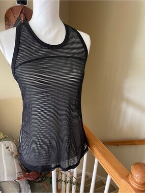 Zella Black Mesh Racerback Tank-EUC